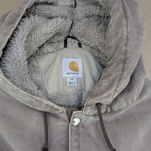 Carhartt Light Brown Hooded Jacket with Fleece Lining